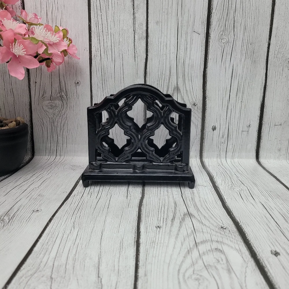 Cast Iron Enamel Napkin Holder/Mail Letter Footed